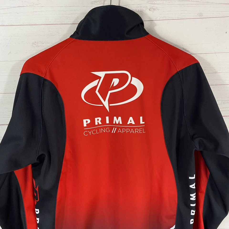 Primal Mens Zip Front Cycling Jacket Size Medium Red Micro Fleece Lined Pockets - Image 4 of 4