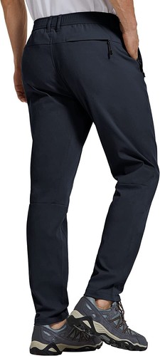 Men's Stretch Chino Pants Slim Fit Tapered Pockets Unifirm Dress Work Trousers - Picture 27 of 50