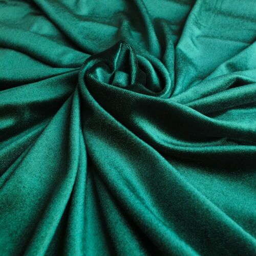 Bottle Green Soft Stretch Velvet Dress Fabric - Rich Dark Plain Knitted Velour - Picture 1 of 5