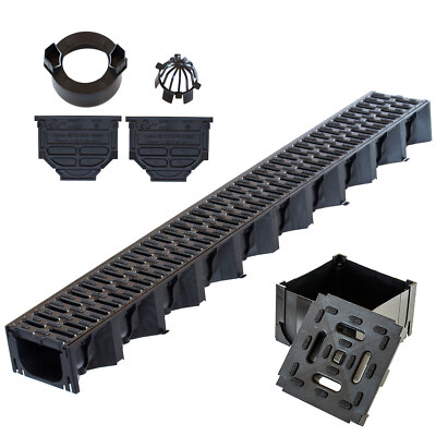 ACO Hexaline 2.0 Entwässerungsrinne aus Kunststoff mit Microgrip Rost L=100 cm