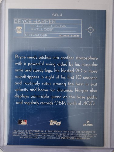Bryce Harper 2024 Topps Serie 1 Superstar Blueprint Philadelphia Phillies #SB-4 - Imagen 2 de 12