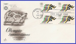 US #1462 U/A ARTCRAFT FDC BL4 Running Munich Germany 1972 ...