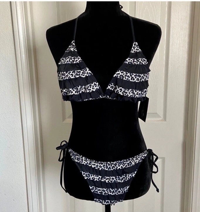 Bikini Beach Joy Estampado Leopardo Volantes en Niveles Talla Pequeña Nuevo con Etiquetas Foto 2 de 4