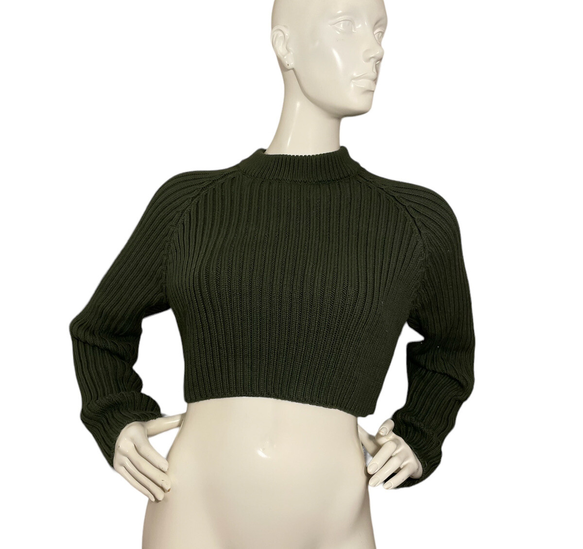 Zara Cable Knit Cropped Sweater Women’s Medium High N… Gem