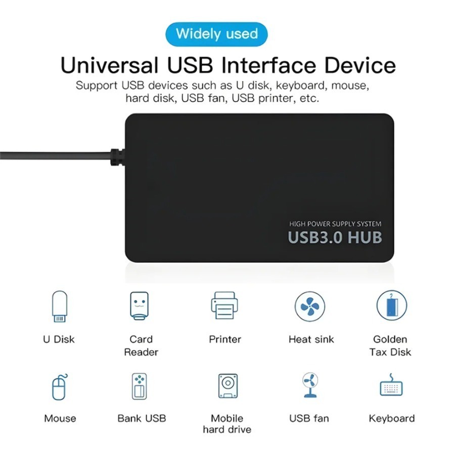 Usb Printer Adapter USB 3.0 Hub Splitter Portable Adapter for PC Laptop Xbox HDD Printer, 4 ...