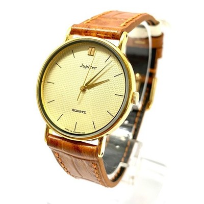 Orient D35455 60 Wristwatch Gold Beige Quartz Leather No Accessories