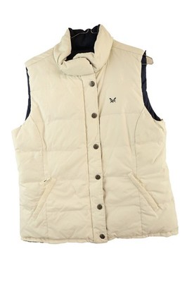 Crew Clothing weiße wattierte Weste Größe UK 12 Damen gefütterte Weste Freizeit 024900