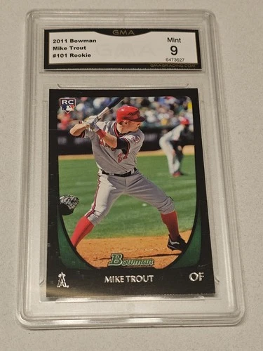 MIKE TROUT - L.A. ANGELS - 2011 BOWMAN - ROOKIE CARD #101 - GMA 9 MINT - HOT!