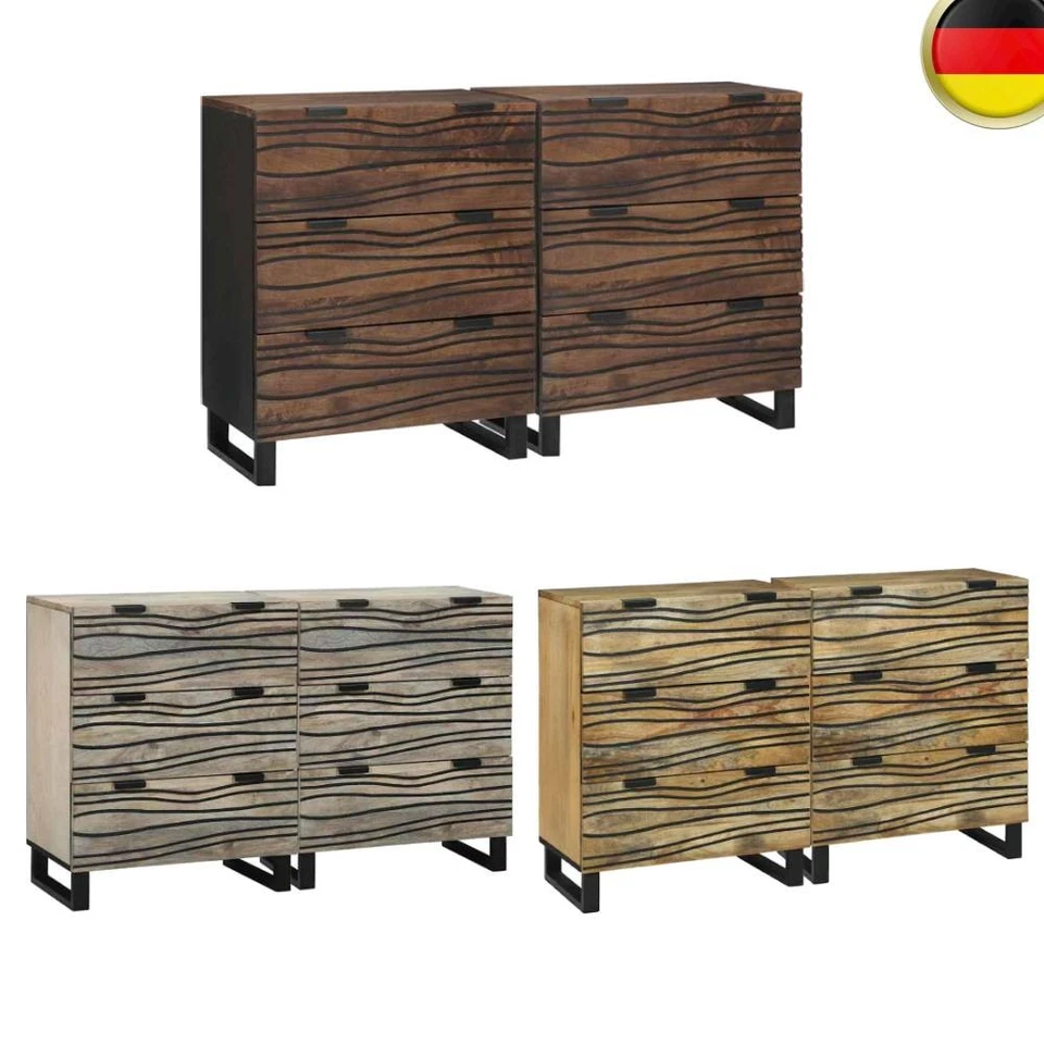 Sideboard Set mit Schubladen 2 pcs Massivholz Mango Rustikale Möbel vidaXL - Bild 1 von 1