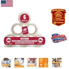 Clear Packing Tape - 1.88 Inch, 6 Rolls, Perfect for Shipping  Storage