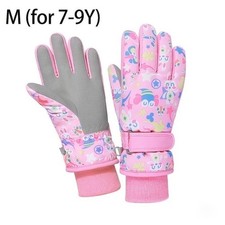 Kids Winter Snowboarding Ski Gloves 4-6 YO Floral Whimsigoth Pink Insulated Warm
