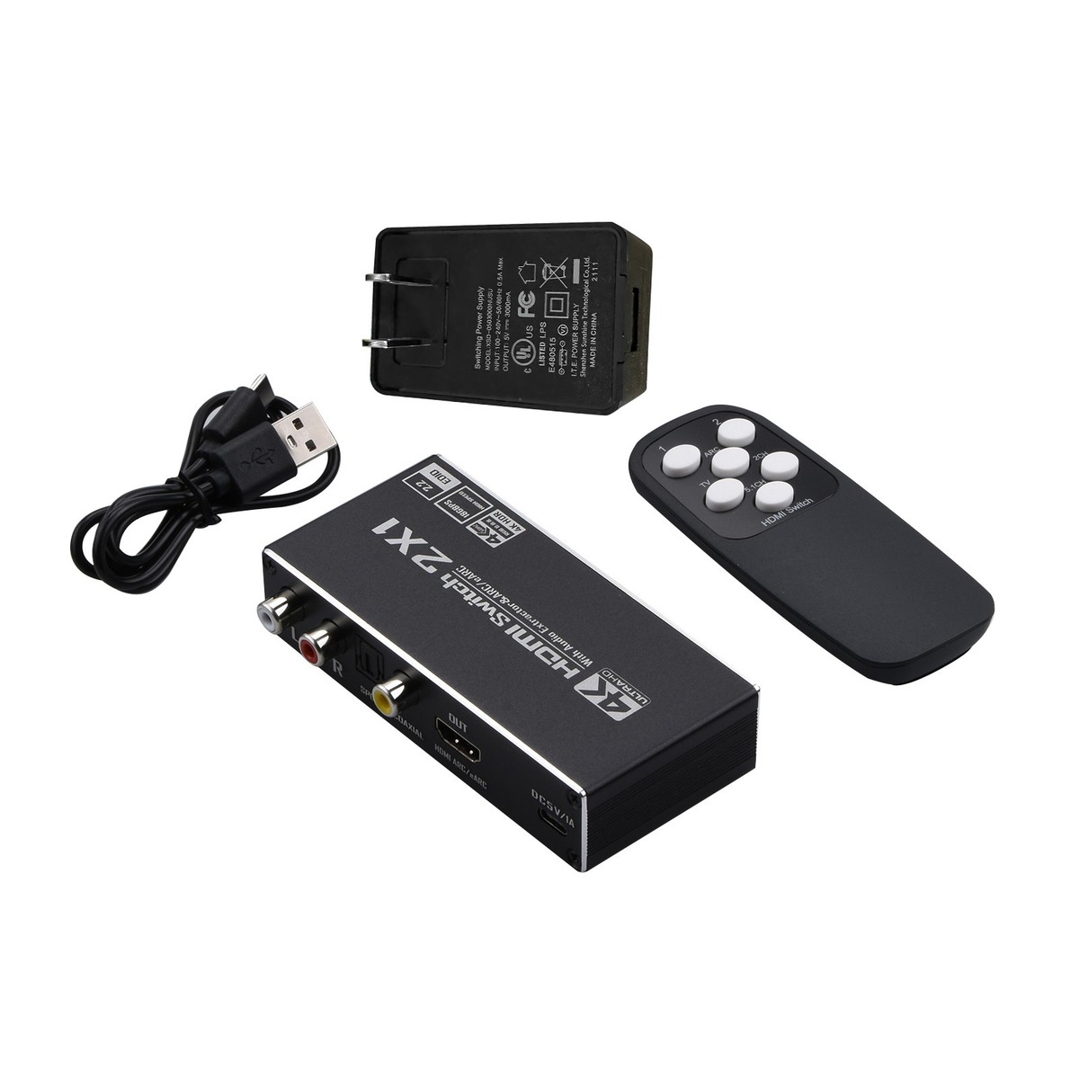 1PC 4K-HDMI Audio Extractor Splitter 2 In 1 Out HDMI ARC Audio