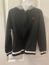 Jordan Boys Blocked Rib Full Zip Sweat Set Size 5/6 Black Grey Hood