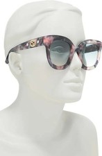 Gucci GG0208S 004 Purple Pink/Grey Lens Cat Eye Women's Sunglasses GG 0208S
