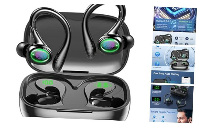 Wireless Earbuds, 60H Playback Bluetooth 5.3 Headphones,Noise Cancelling BLACK-image