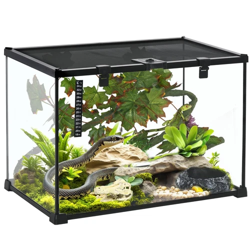 14 Gallon Glass Reptile Enclosure with Decor Kit, Crested Gecko Tank, Full Vi...