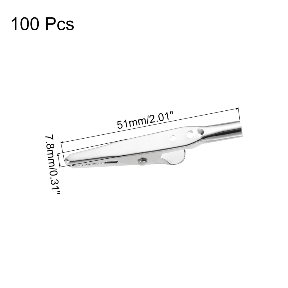 100Pcs Alligator Hair Clips, 51/34x7.8mm(LxW) Silver Metal Curls Clips Foto 2 de 4