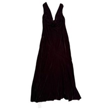 ASOS Deisgn Velvet Ruched Bodice Maxi with Cowl Back Dress in Wine, Size 14