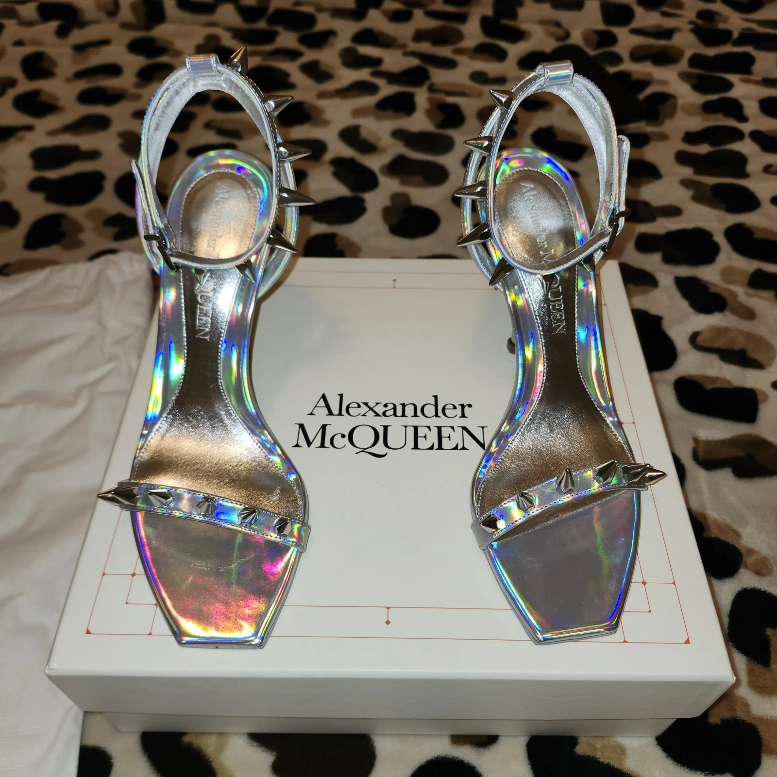 Alexander McQueen — Alexander McQueen Spike Studded Holographic Heels EUR 40 US 10 New In Box