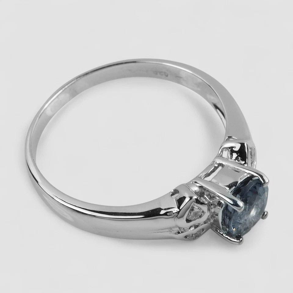 Brillantes anillos de espinela azul gris 0,62 quilates de plata de ley 925 joyería hecha a mano Foto 3 de 4