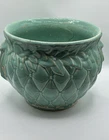 Vintage McCoy Pottery Turquoise Quilted Jardiniere Planter