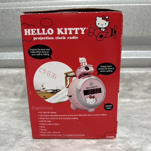 NEW Hello Kitty KT2054 Pink LED Projector Alarm Clock AM FM Radio Time Display - Picture 6 of 7