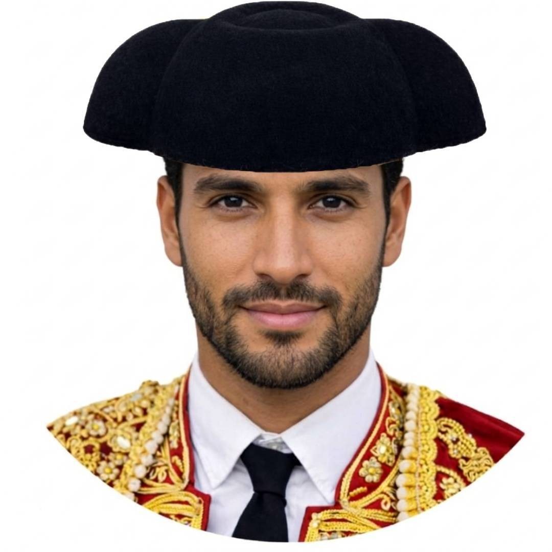 Montera de Torero para Disfraz Adulto - Sombrero Español para Carnaval, Hallowee