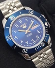 Vintage Seiko 5 Automatic Men's Watch Blue Dial Case Arabic Number Size 42mm
