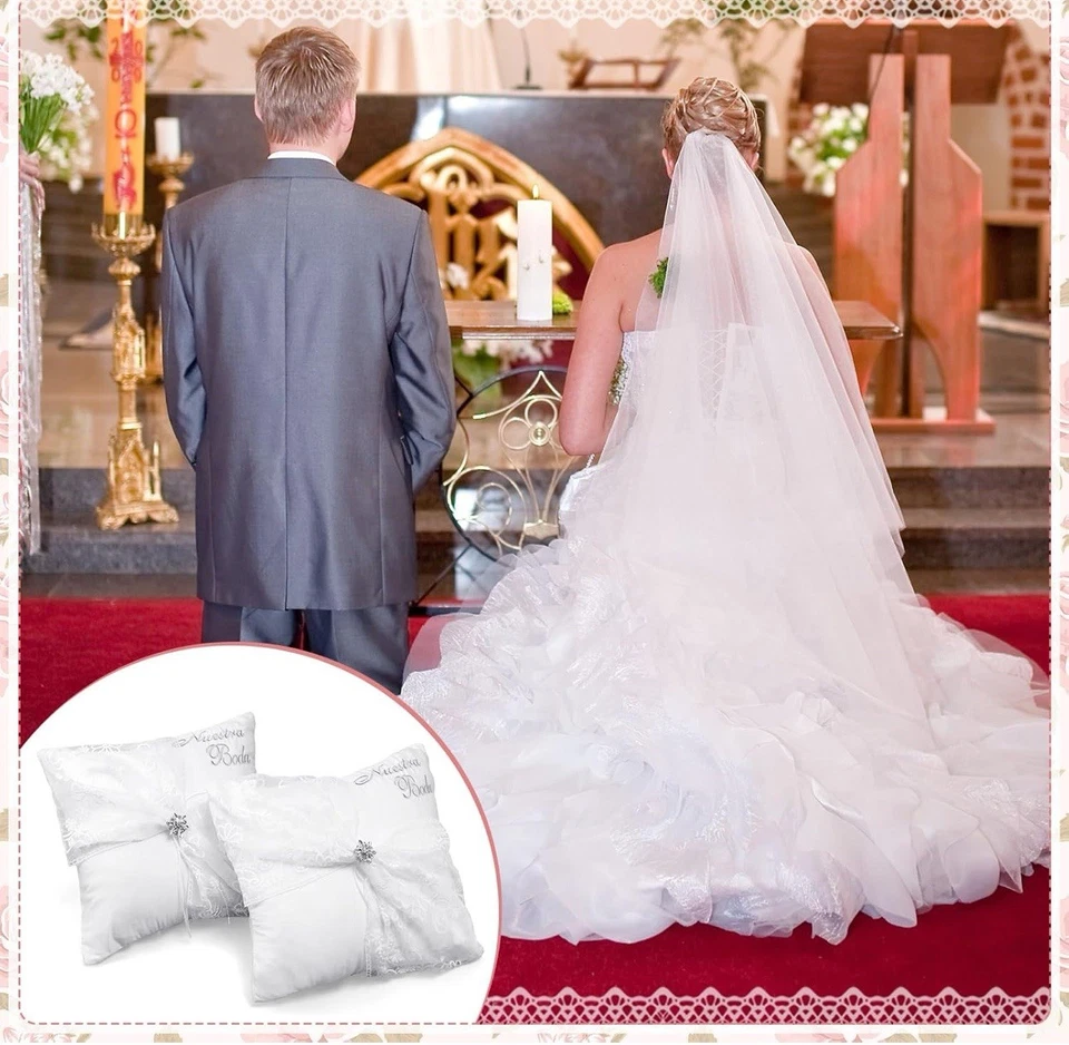 Almohadas de rodillas bordadas para boda Nuestra Boda con 2 almohadas 2 piezas Foto 4 de 4