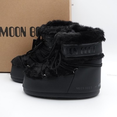 Size 10-11.5 / 42-44 EU Women's Moon Boot Icon Low Faux Fur Snow Boots Black