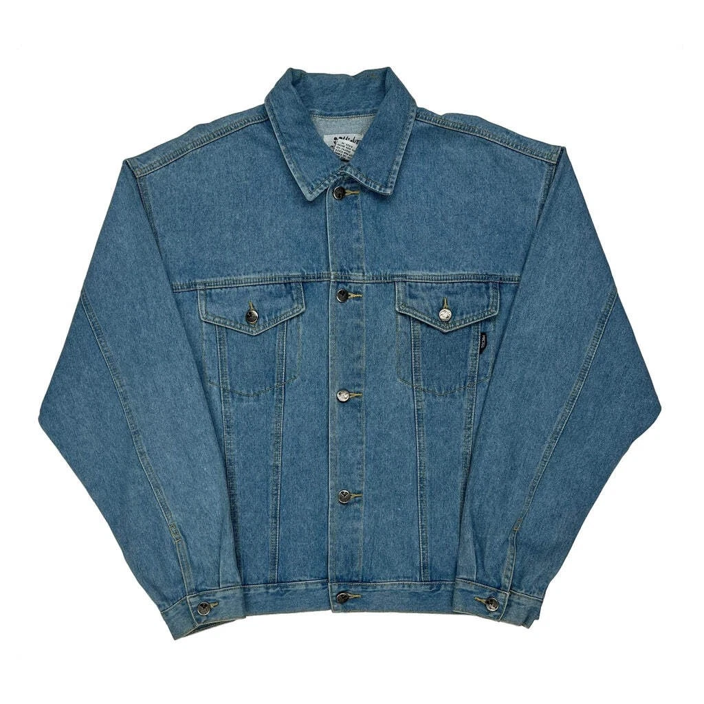 Disney Mickey Cartoon Denim Jacket - Large Blue Cotton
