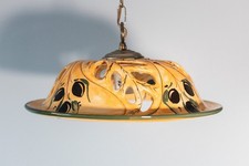 Lustre Vintage Grande Suspension Style Provençal en Céramique et Laiton