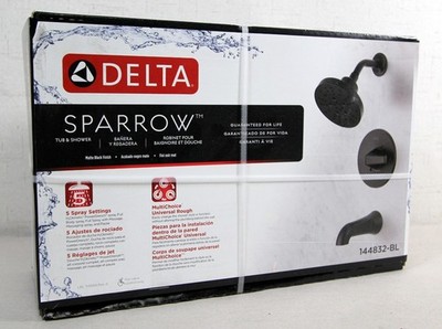 Delta Sparrow Tub & Shower Faucet Trim w/ Valve Matte Black 144832-BL NEW