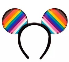 Disney Pride Minnie Ears Headband Mickey Mouse NWT LGBTQIA Rainbow Faux Leather