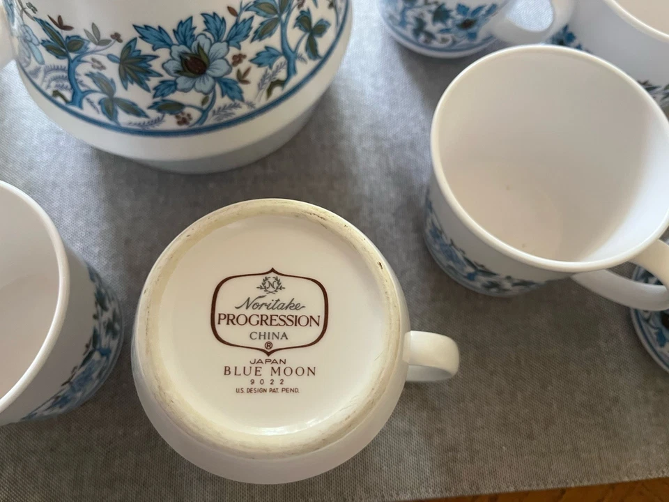 NORITAKE PROGRESSION Blue Moon 9022 – Teapot, 8 Cups, Creamer - image 4 of 4