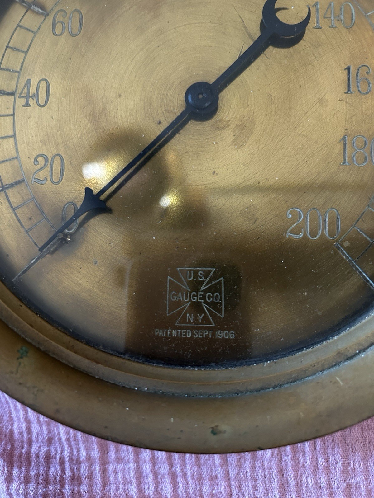 Vintage U S Gauge Company Brass Pressure Gauge Pat. 1906