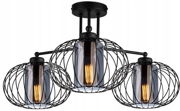 Deckenleuchte Schlafzimmer Glas Schwarz Klar E27 B:65 Cm Deckenlampe Wohnzimmer-image