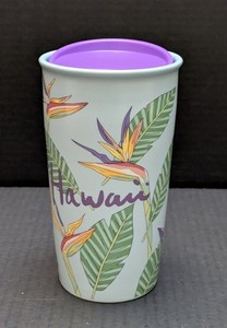 Starbucks 12 Ounce Hawaii Birds of Paradise Ceramic Tumbler with Lid