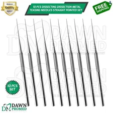 10 Pcs Dissecting Dissection Metal Teasing Needles Straight Pointed Tip Set