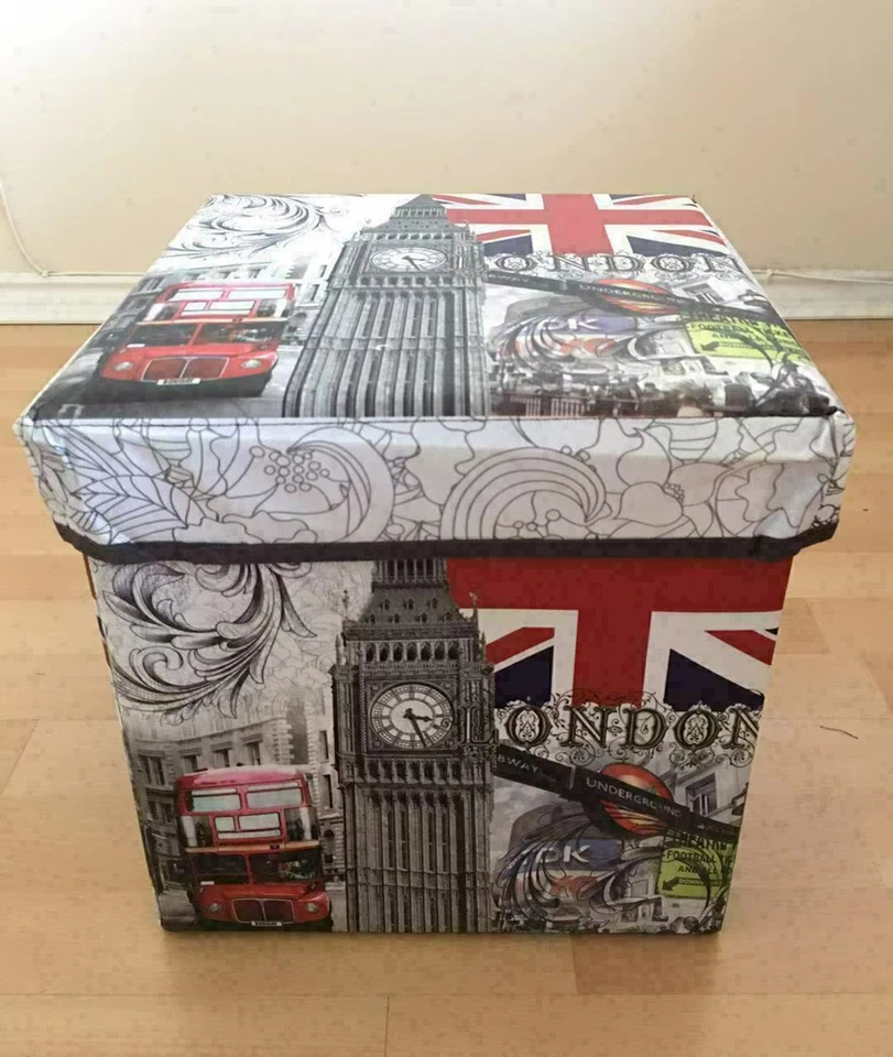 Almacenamiento plegable Taburete de asiento otomano Cajas de almacenamiento Silla de inicio Tapa de banco de reposapiés Foto 3 de 4