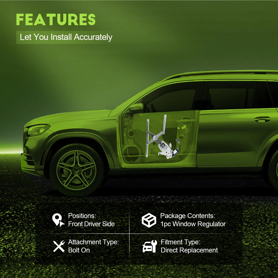 For 1996-2005 Ford Taurus Mercury Sable Power Window Regulator Front LH w/ Motor - Изображение 2 из 4