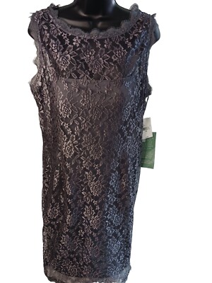 Simply Liliana Special Occasion Dark Silver Lace Dress NWT SIZE 16 | eBay