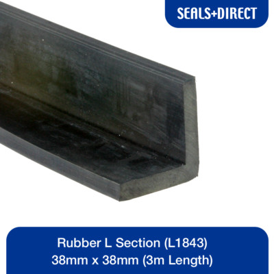 Schwarzes EPDM-Gummi L-Profil (L1843) - Größe: 38 mm x 38 mm, Länge: 3 Meter