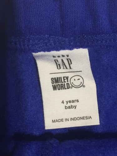 K761 GAP KIDS Smiley World Logo Joggers Blue Boys Size 4Y - Picture 3 of 8
