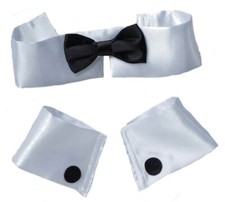 COLLAR BOW TIE CUFF SET Costume Male Stripper Chippendale Playboy Bunny Black
