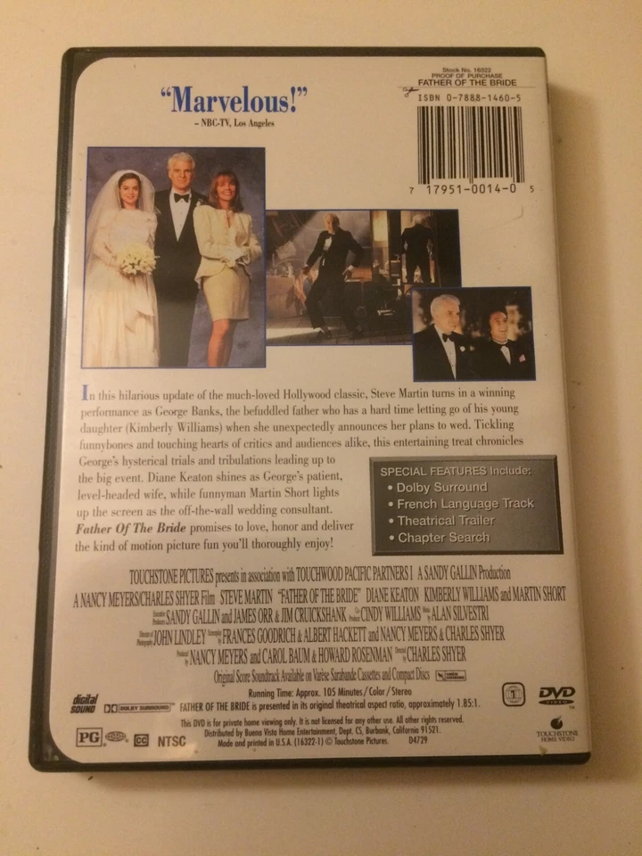 Father of the Bride (DVD, 1999) ~USED~Steve Martin, Diane Keaton~Widescreen Foto 4 de 4