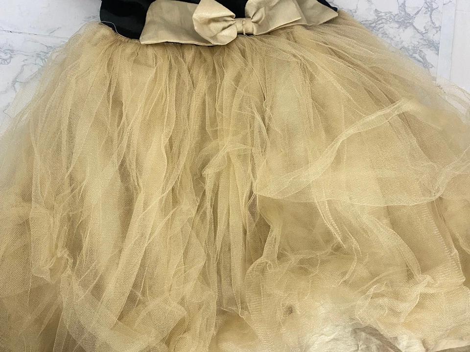 Vestido Marmellata Talla 4 Niñas Negro Y Dorado Adornado Terciopelo Vacaciones S1 Foto 4 de 4