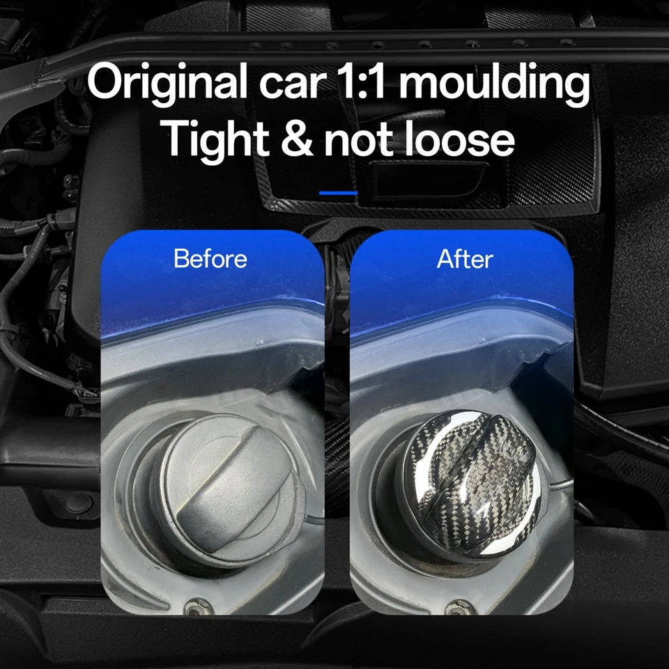 For VW Volkswagen Jetta Beetle Phaeton Real Carbon Fiber Car Fuel Tank Cap Foto 3 de 4