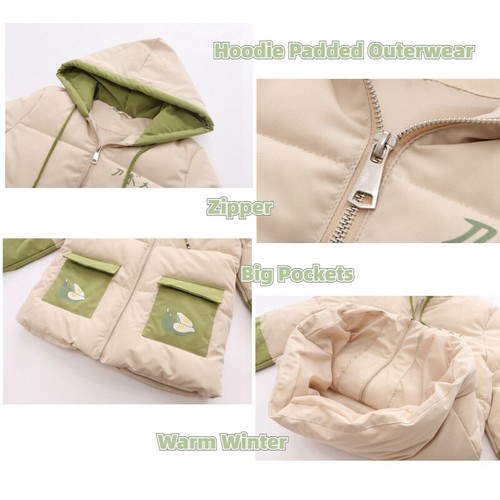 Girl Quilted Jacket Puffer Coat Japanese Kawaii Hoodie Padded Outerwear Warm - Picture 12 of 14