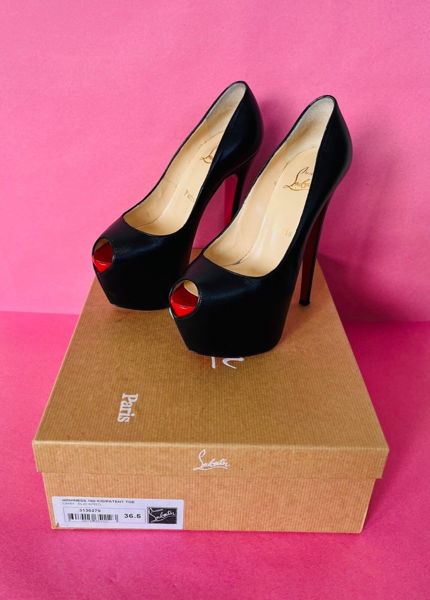 Christian Louboutin Black Leather Highness Platform Heeled Pumps